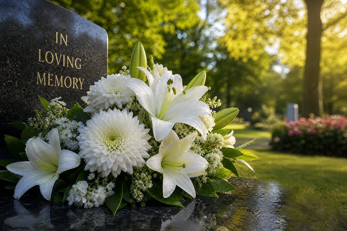 纪念白百合花束 In Loving Memory，寄托对逝者的追思